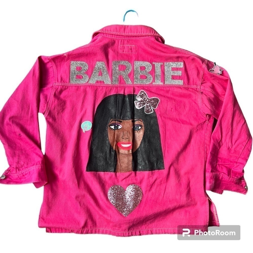 Barbie Pink Denim Jacket Oversized Custom Patches - Picture 5 of 6